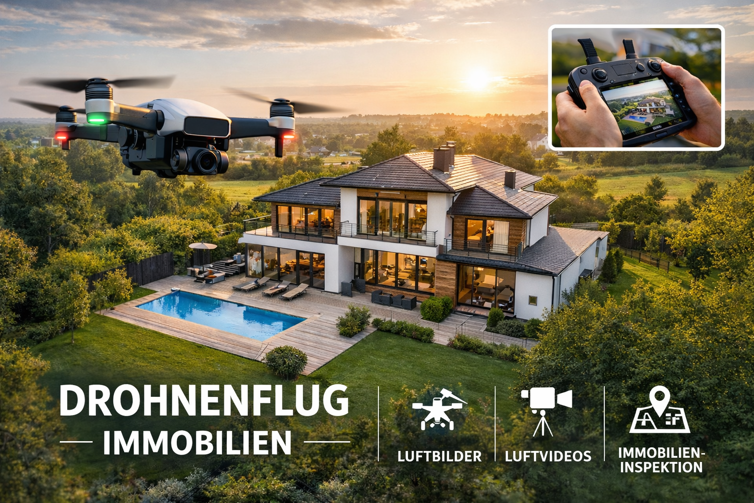 Drohnenaufnahme einer Immobilie in Tirol